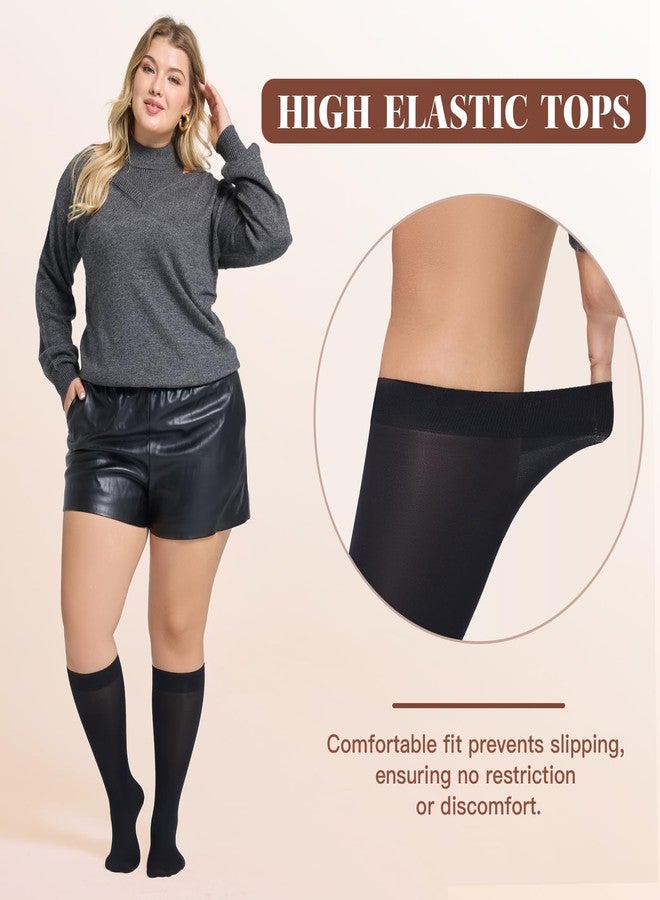 MANZI Plus Size Knee High Socks for Women Nylon Trouser Socks Women 40 Denier Semi Opaque Knee High Stockings(Black,3XL-4XL) - Image 5
